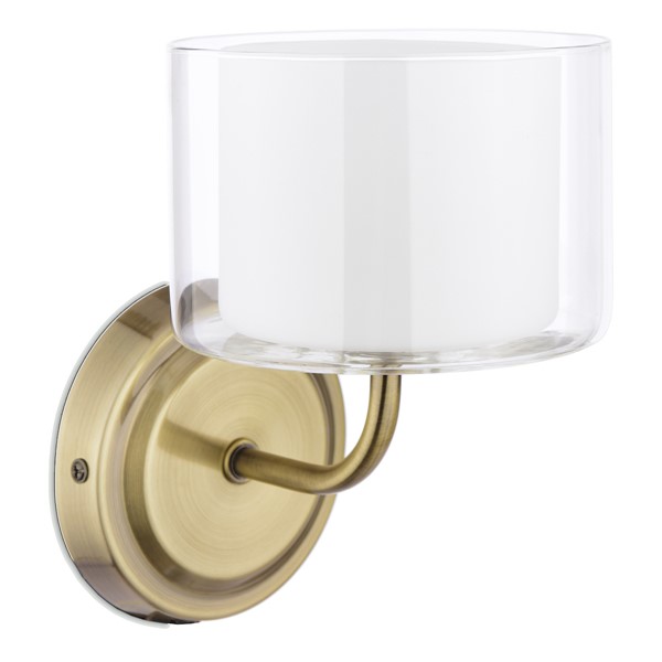 (image for) Laura Ashley Southwell Wall Light Antique Brass and Opal Glass